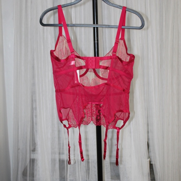 Adore Me. Hot Pink Lace Bustier Corset with Garters. Sz. 1XL - Picture 5 of 8